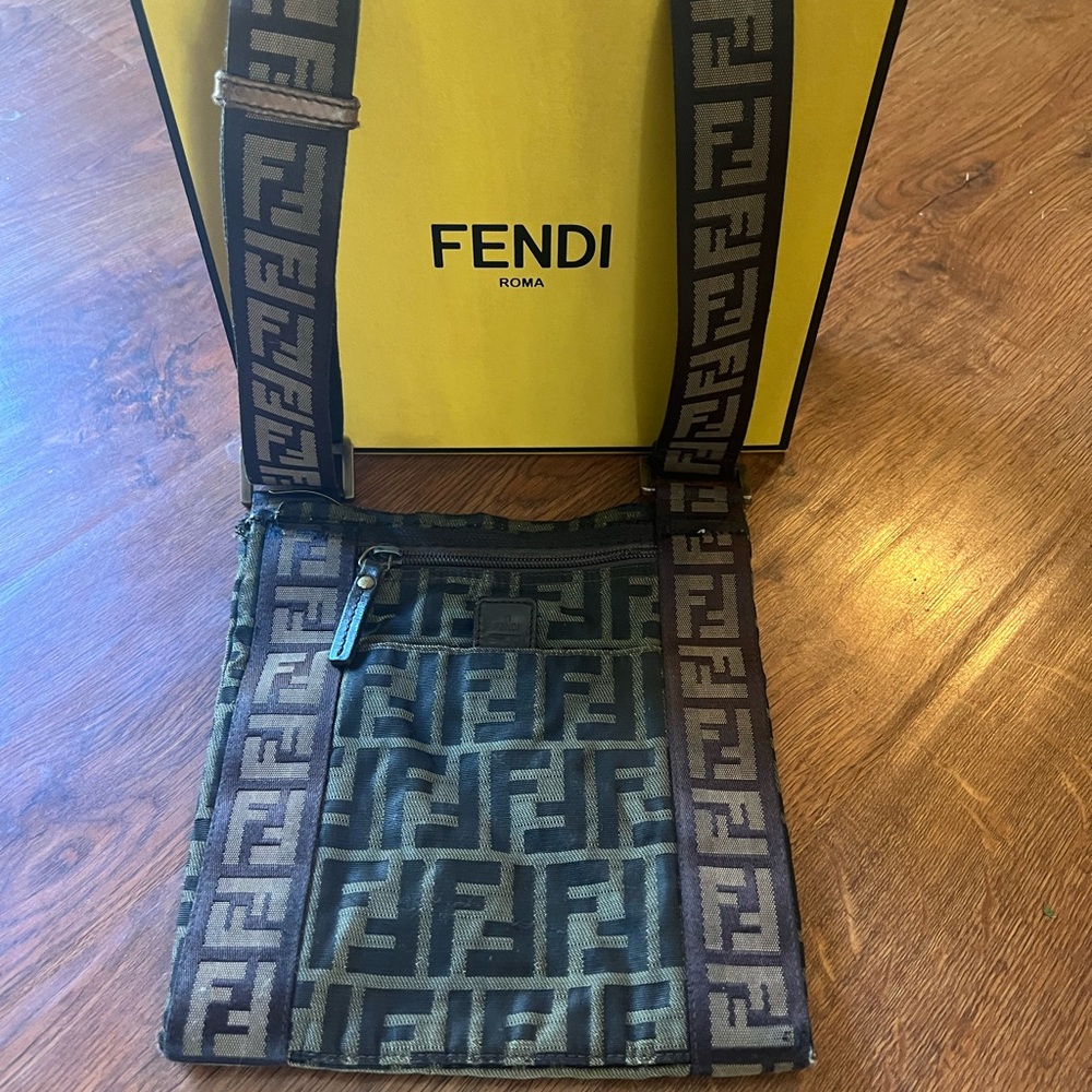 Fendi Black and Brown Zucca Messenger Bag